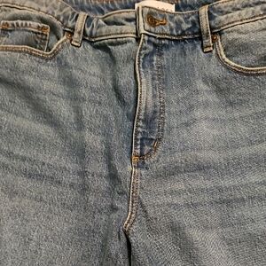 New Loft, Destructed High Rise Straight Jeans in Dark Vintage Wash .